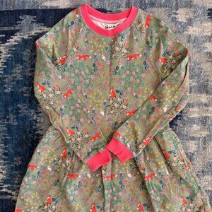 Mini Boden "Printed Sweatshirt Dress, Green Smoke Woodland".  Girls size 9-10Y.